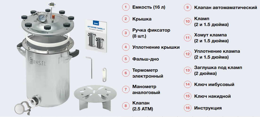 Автоклав Fansel 3, 16 л
