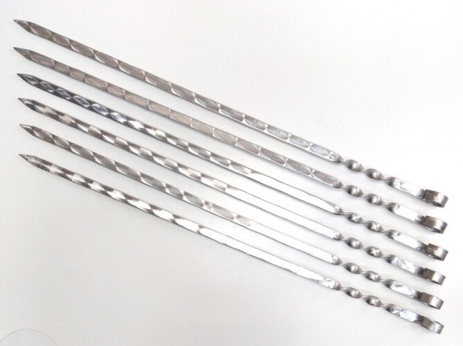 Шампура 55*12 (комплект 6 штук) - С дер.ручкой люкс 3мм.